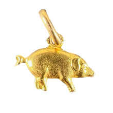 Load image into Gallery viewer, Vintage 18K Yellow Gold Lucky Pig Charm Pendant
