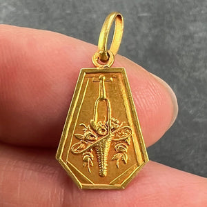 French Yellow Gold Flower Basket Charm Pendant