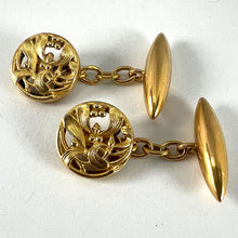 Load image into Gallery viewer, Art Nouveau French Mistletoe Leaves 18K Yellow Gold Cufflinks
