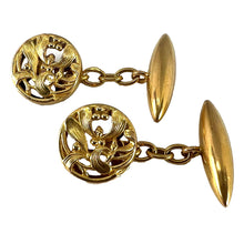 Load image into Gallery viewer, Art Nouveau French Mistletoe Leaves 18K Yellow Gold Cufflinks
