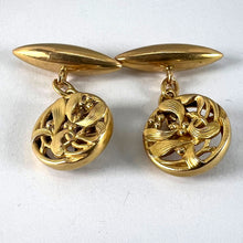 Load image into Gallery viewer, Art Nouveau French Mistletoe Leaves 18K Yellow Gold Cufflinks

