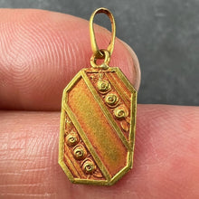 Load image into Gallery viewer, French Art Nouveau Stripes and Roses Yellow Gold Charm Pendant
