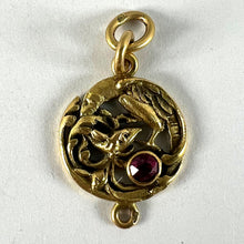 Load image into Gallery viewer, French Art Nouveau Griffon Chimera 18 Karat Yellow Gold Ruby Charm Pendant
