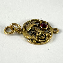 Load image into Gallery viewer, French Art Nouveau Griffon Chimera 18 Karat Yellow Gold Ruby Charm Pendant
