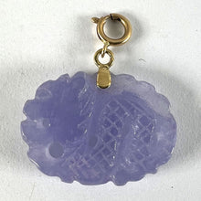 Load image into Gallery viewer, Vintage Carved Lavender Jade Dragon 14K Yellow Gold Charm Pendant
