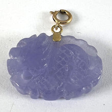 Load image into Gallery viewer, Vintage Carved Lavender Jade Dragon 14K Yellow Gold Charm Pendant
