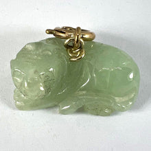 Load image into Gallery viewer, Vintage Carved Green Jade Tiger 9K Yellow Gold Charm Pendant
