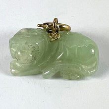 Load image into Gallery viewer, Vintage Carved Green Jade Tiger 9K Yellow Gold Charm Pendant
