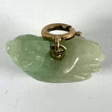 Load image into Gallery viewer, Vintage Carved Green Jade Rooster 9K Yellow Gold Charm Pendant
