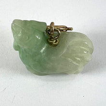 Load image into Gallery viewer, Vintage Carved Green Jade Rooster 9K Yellow Gold Charm Pendant
