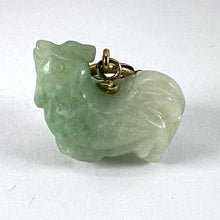 Load image into Gallery viewer, Vintage Carved Green Jade Rooster 9K Yellow Gold Charm Pendant
