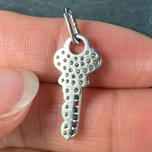 Load image into Gallery viewer, Art Deco Platinum Diamond Ruby Sapphire Emerald Key Charm Pendant
