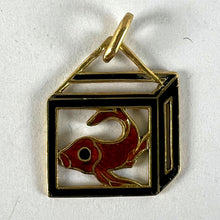 Load image into Gallery viewer, Vintage French Koi Carp Fish in Box 18 Karat Yellow Gold Enamel Charm Pendant
