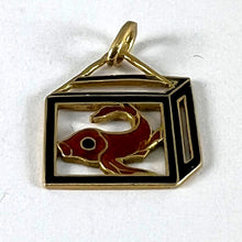 Load image into Gallery viewer, Vintage French Koi Carp Fish in Box 18 Karat Yellow Gold Enamel Charm Pendant
