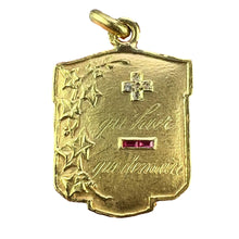 Load image into Gallery viewer, Augis Plus Qu’Hier Ruby Diamond 18K Yellow Gold Love Forever Charm Pendant
