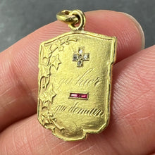 Load image into Gallery viewer, Augis Plus Qu’Hier Ruby Diamond 18K Yellow Gold Love Forever Charm Pendant
