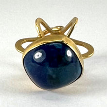 Load image into Gallery viewer, Vintage Abstract Crown 18 Karat Yellow Gold Swiss Lapis Charm Pendant

