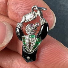 Load image into Gallery viewer, Art Deco Platinum Diamond Onyx Emerald Ruby Cocktail Waiter Charm Pendant
