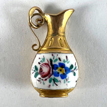 Load image into Gallery viewer, Vintage 9K Yellow Gold Enamel Flowers Jug Charm Pendant
