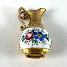 Load image into Gallery viewer, Vintage 9K Yellow Gold Enamel Flowers Jug Charm Pendant
