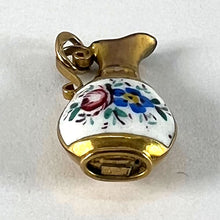 Load image into Gallery viewer, Vintage 9K Yellow Gold Enamel Flowers Jug Charm Pendant
