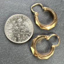 Load image into Gallery viewer, Vintage French 18 Karat Yellow Gold Lever Back Faceted Hoop Earrings
