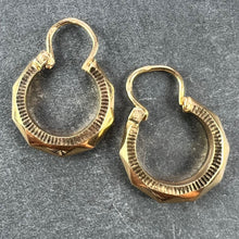 Load image into Gallery viewer, Vintage French 18 Karat Yellow Gold Lever Back Faceted Hoop Earrings
