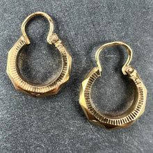 Load image into Gallery viewer, Vintage French 18 Karat Yellow Gold Lever Back Faceted Hoop Earrings
