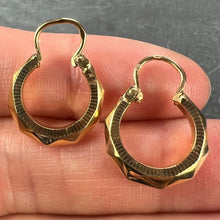 Load image into Gallery viewer, Vintage French 18 Karat Yellow Gold Lever Back Faceted Hoop Earrings
