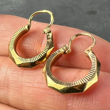 Load image into Gallery viewer, Vintage French 18 Karat Yellow Gold Lever Back Faceted Hoop Earrings
