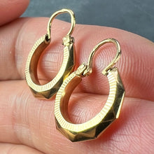 Load image into Gallery viewer, Vintage French 18 Karat Yellow Gold Lever Back Faceted Hoop Earrings
