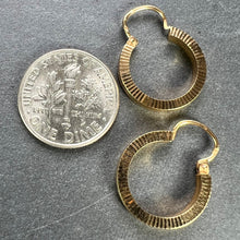 Load image into Gallery viewer, Vintage French 18 Karat Yellow Gold Lever Back Ridged Hoop Earrings
