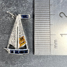 Load image into Gallery viewer, Art Deco Yacht Sailboat Platinum Diamond Sapphire Citrine Charm Pendant
