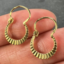 Load image into Gallery viewer, Vintage French 18 Karat Yellow Gold Lever Back Ridged Hoop Earrings
