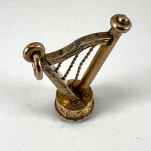 Load image into Gallery viewer, Vintage Gold Plated Carnelian Harp Fob Charm Pendant
