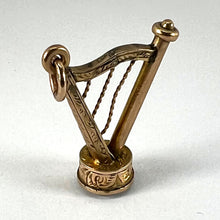 Load image into Gallery viewer, Vintage Gold Plated Carnelian Harp Fob Charm Pendant
