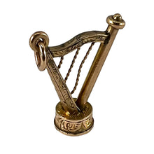 Load image into Gallery viewer, Vintage Gold Plated Carnelian Harp Fob Charm Pendant
