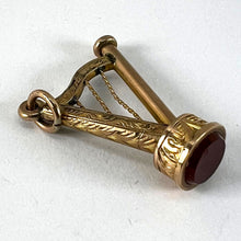 Load image into Gallery viewer, Vintage Gold Plated Carnelian Harp Fob Charm Pendant
