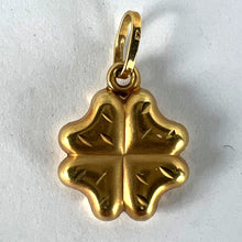 Load image into Gallery viewer, Vintage Puffy Shamrock Lucky Four-Leaved Clover 18K Yellow Gold Charm Pendant
