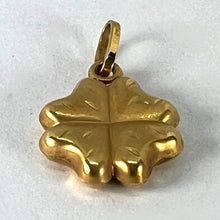 Load image into Gallery viewer, Vintage Puffy Shamrock Lucky Four-Leaved Clover 18K Yellow Gold Charm Pendant
