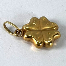 Load image into Gallery viewer, Vintage Puffy Shamrock Lucky Four-Leaved Clover 18K Yellow Gold Charm Pendant
