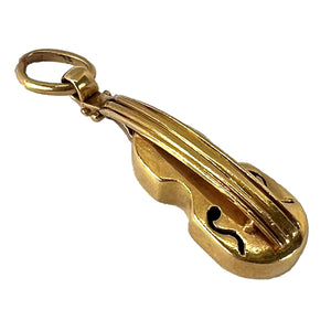 Vintage 18K Yellow Gold Violin Charm Pendant