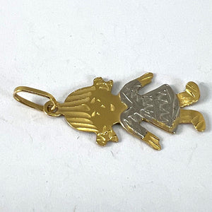 Vintage Girl Doll 18K Yellow White Gold Charm Pendant