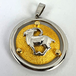 Kosun 14K Yellow White Gold Zodiac Capricorn Charm Pendant