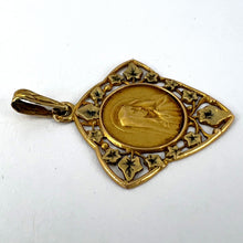 Load image into Gallery viewer, French Virgin Mary Ivy Leaf 18K Yellow Gold Medal Charm Pendant
