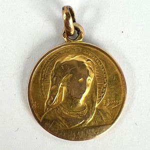 French Dropsy Virgin Mary Ave Maria 18K Yellow Gold Charm Pendant