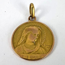 Load image into Gallery viewer, French Dropsy Virgin Mary Ave Maria 18K Yellow Gold Charm Pendant
