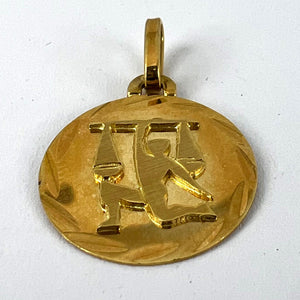 French Libra Starsign Zodiac 18K Yellow Gold Charm Medal Pendant