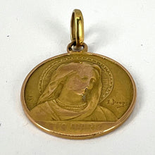 Load image into Gallery viewer, French Dropsy Virgin Mary Ave Maria 18K Yellow Gold Charm Pendant
