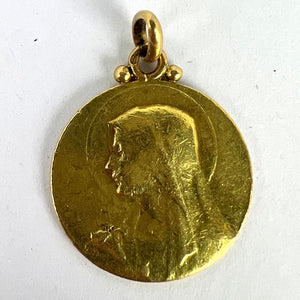 French Becker Virgin Mary 18K Yellow Gold Pendant Medal